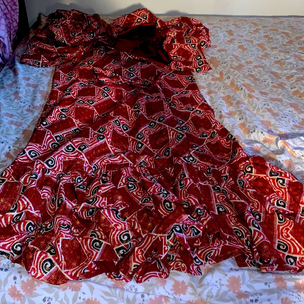 African print skirt and cardigan